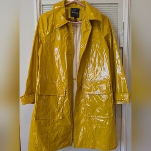 New Modcloth Glossy Yellow Patent Trench Coat Small